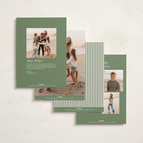 This is a mistletoe holiday photo cards with standard by Wildfield Paper Co called happiest! printing on recycled smooth signature in standard