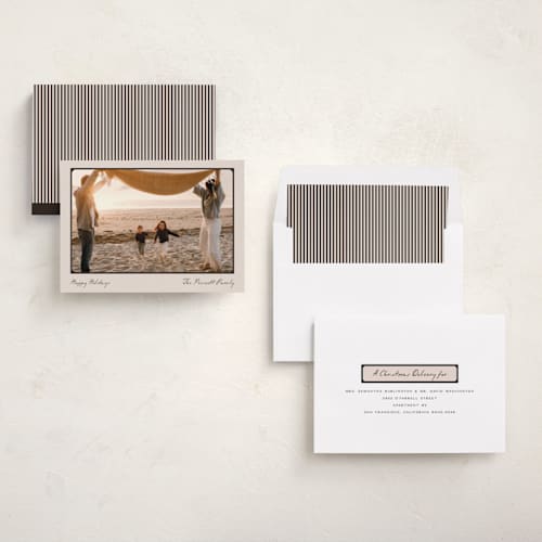 This is a coal holiday photo cards with standard by Pixel and Hank called reverie printing on recycled smooth signature in standard