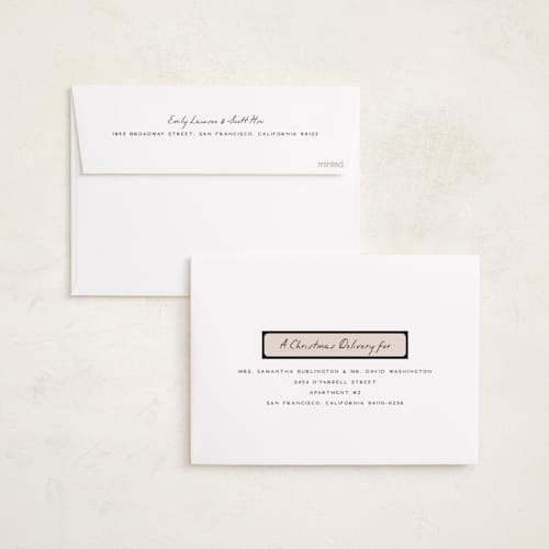 This is a coal holiday photo cards with standard by Pixel and Hank called reverie printing on recycled smooth signature in standard