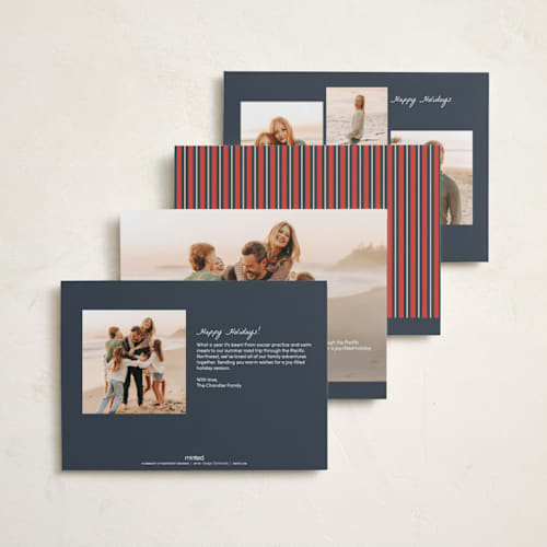This is a blueberry holiday photo cards with standard by Pixel and Hank called aura printing on recycled smooth signature in standard