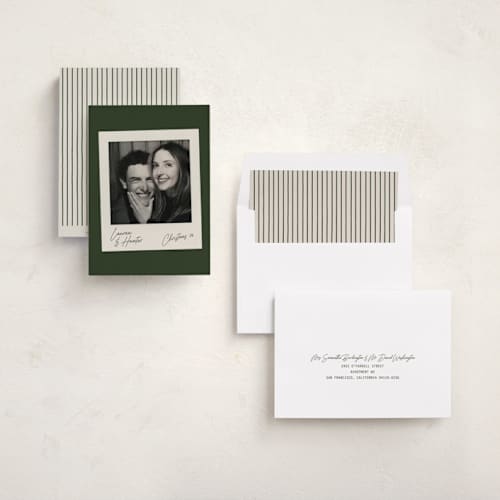 This is a evergreen holiday photo cards with standard by Chelsea Petaja called polaroid holiday printing on recycled smooth signature in standard