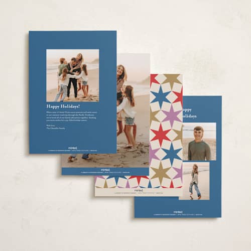This is a twinkle holiday photo cards with standard by Tracy Schifeling called corner stars printing on recycled smooth signature in standard