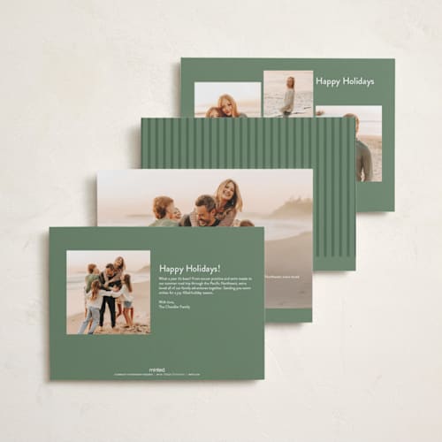 This is a pine holiday photo cards with standard by JoAnn Jinks called modern border printing on recycled smooth signature in standard