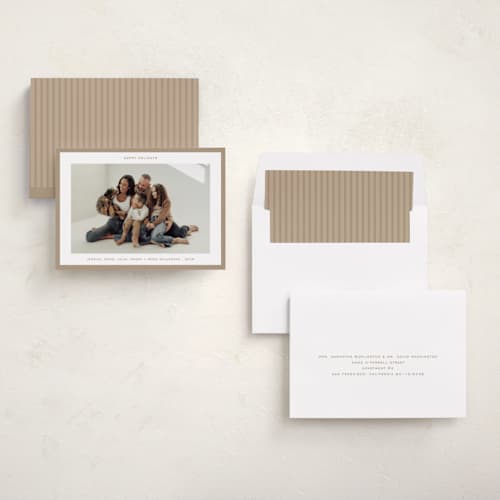 This is a gingerbread holiday photo cards with standard by JoAnn Jinks called modern border printing on recycled smooth signature in standard