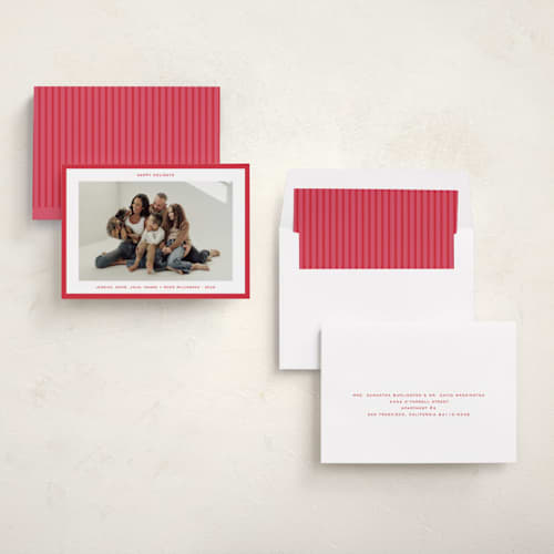 This is a berry holiday photo cards with standard by JoAnn Jinks called modern border printing on recycled smooth signature in standard