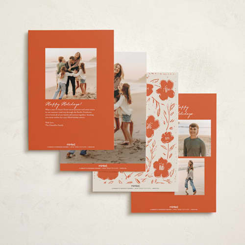 This is a cinnamon holiday photo cards with standard by THE SOCIAL TYPE WHOLESALE called block print printing on recycled smooth signature in standard