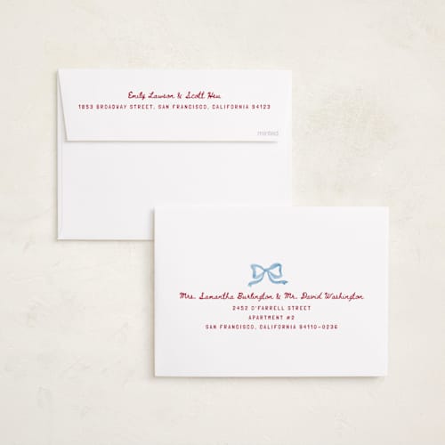 This is a bluebell holiday photo cards with standard by Cass Loh called watercolor ribbon frame printing on recycled smooth signature in standard