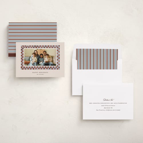 This is a rust holiday photo cards with standard by Snow and Ivy called castello printing on recycled smooth signature in standard