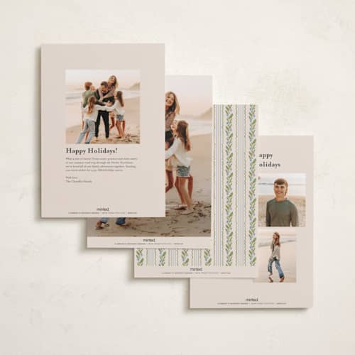 This is a blue jay holiday photo cards with standard by Creo Study called vintage winter wallpaper printing on recycled smooth signature in standard