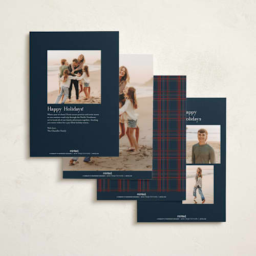 This is a navy holiday photo cards with standard by Studio Suku called windsor printing on recycled smooth signature in standard