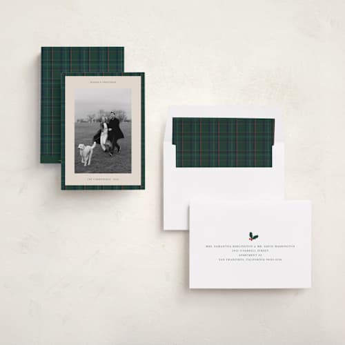 This is a spruce holiday photo cards with standard by Studio Suku called windsor printing on recycled smooth signature in standard