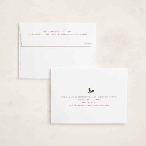This is a crimson holiday photo cards with standard by Studio Suku called windsor printing on recycled smooth signature in standard