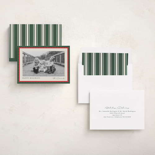 This is a balsam fir holiday photo cards with standard by Kristie Kern called baxter printing on recycled smooth signature in standard