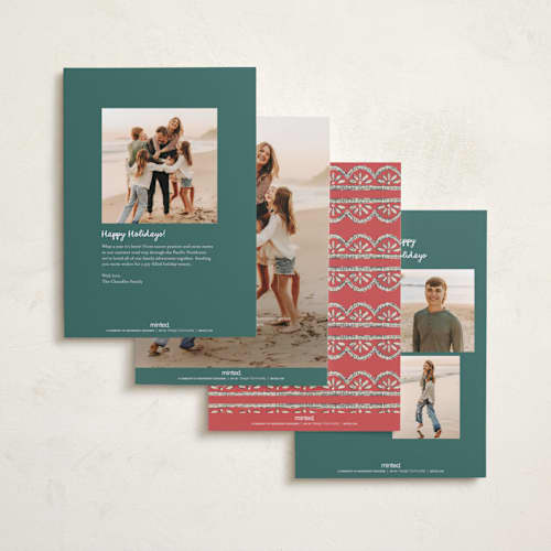 This is a forest holiday photo cards with standard by Chris Griffith called holiday chantilly lace printing on recycled smooth signature in standard
