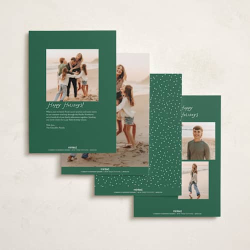 This is a noble fir holiday photo cards with standard by Erica Krystek called festive border printing on recycled smooth signature in standard