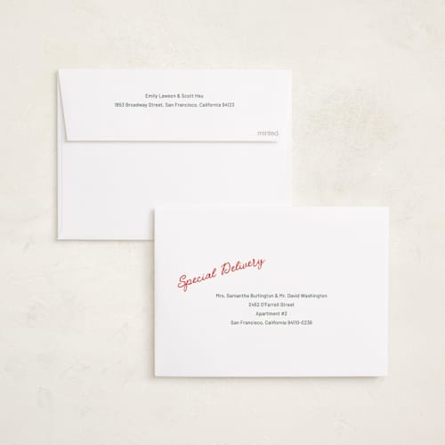 This is a candy apple holiday photo cards with standard by Chris Griffith called holiday trend printing on recycled smooth signature in standard