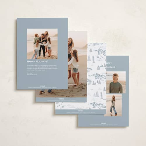 This is a powder holiday photo cards with standard by Jenna Holcomb called ski toile printing on recycled smooth signature in standard