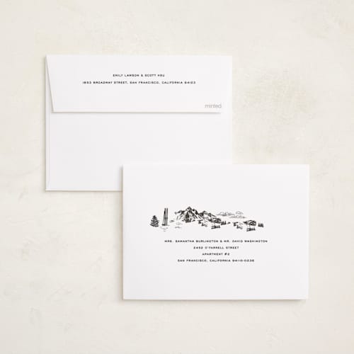 This is a black diamond holiday photo cards with standard by Jenna Holcomb called ski toile printing on recycled smooth signature in standard