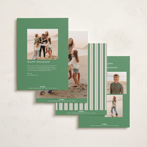 This is a forest holiday photo cards with standard by Sabrin Deirani called heritage pomegranate printing on recycled smooth signature in standard