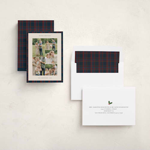 This is a navy holiday photo cards with standard by Studio Suku called windsor printing on recycled smooth signature in standard