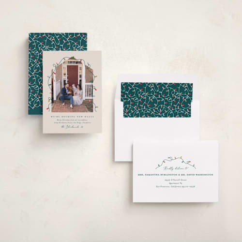 This is a eggnog holiday photo cards with standard by Erica Krystek called christmas move printing on recycled smooth signature in standard