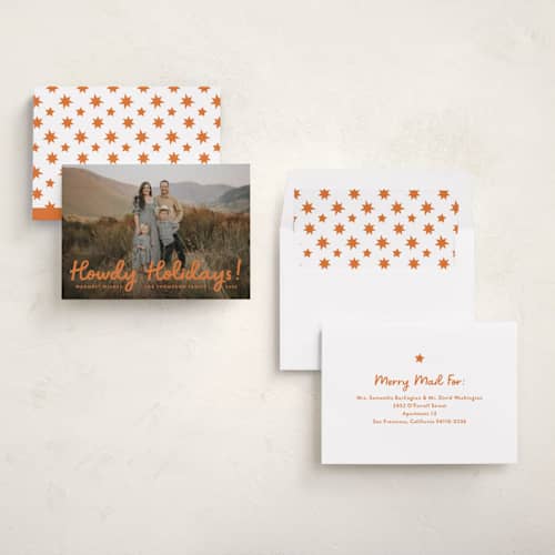 This is a spice holiday photo cards with standard by Megan Davis called howdy holidays printing on recycled smooth signature in standard