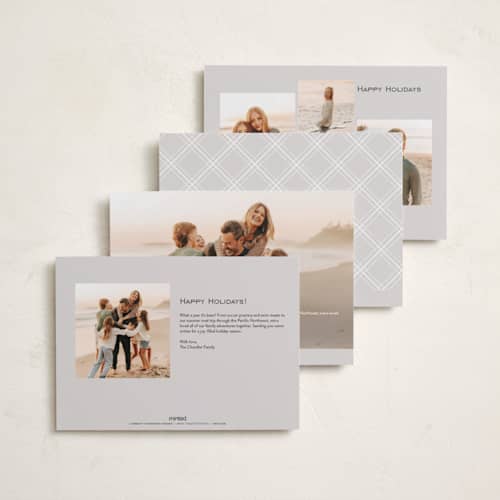 This is a snow holiday photo cards with standard by Nicole Walsh called elegant trio printing on recycled smooth signature in standard