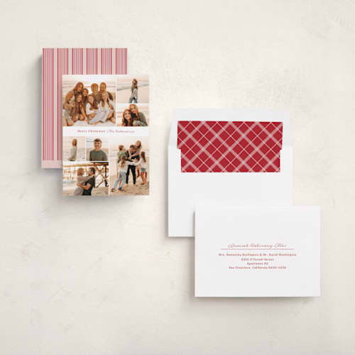 This is a cranberry holiday photo cards with standard by Cindy Reynolds called our view printing on recycled smooth signature in standard