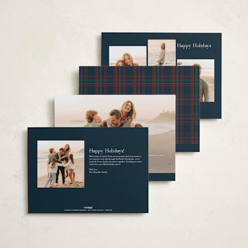 This is a navy holiday photo cards with standard by Studio Suku called windsor printing on recycled smooth signature in standard
