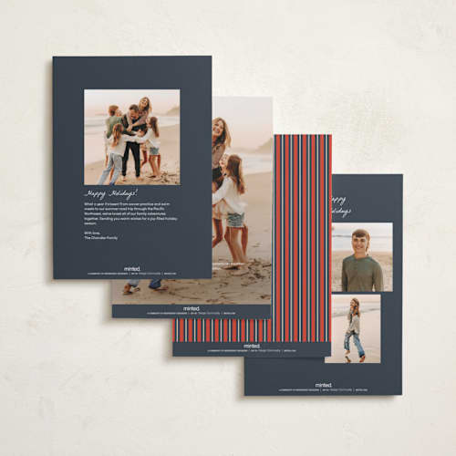 This is a blueberry holiday photo cards with standard by Pixel and Hank called aura printing on recycled smooth signature in standard