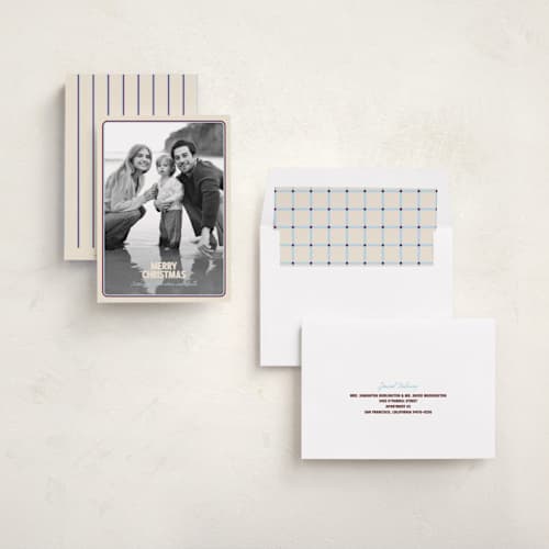 This is a eggnog holiday photo cards with standard by Jenna Holcomb called retro framed printing on recycled smooth signature in standard
