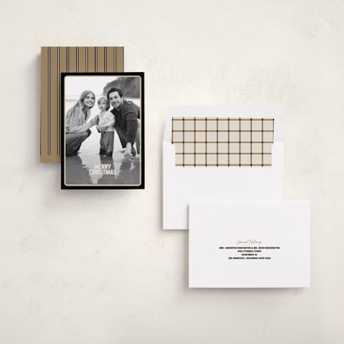 This is a midnight holiday photo cards with standard by Jenna Holcomb called retro framed printing on recycled smooth signature in standard