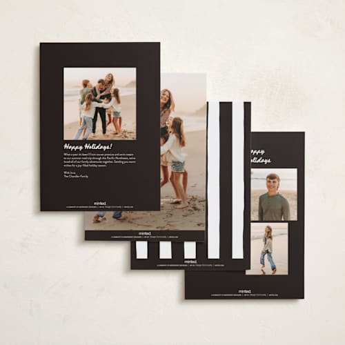 This is a midnight holiday photo cards with standard by Maria Alou called what fun printing on recycled smooth signature in standard