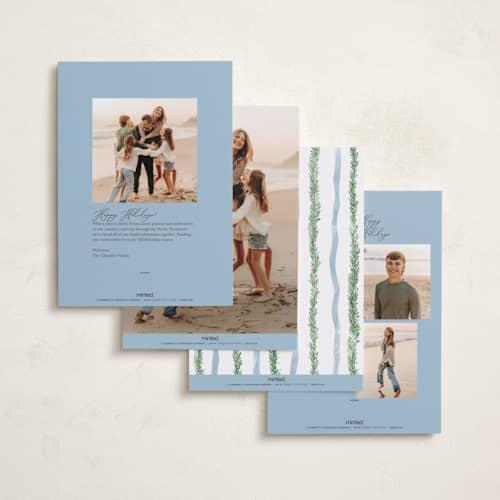 This is a iceberg holiday photo cards with standard by Pixel and Hank called disney's mickey bough border printing on recycled smooth signature in standard