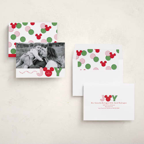 This is a gumdrop holiday photo cards with standard by Ashlee Townsend called joyful mickey printing on recycled smooth signature in standard