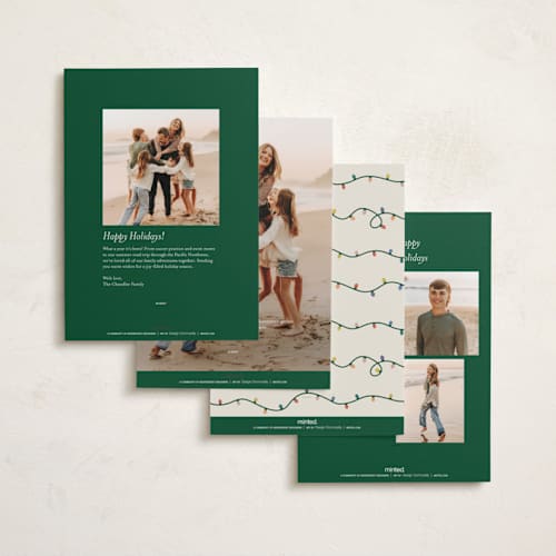 This is a gumdrop holiday photo cards with standard by Sarah Hawkins Designs called disney's mickey glowing lights printing on recycled smooth signature in standard