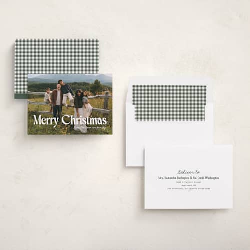 This is a frost holiday photo cards with standard by Yaling Hou Suzuki called the joy of us printing on recycled smooth signature in standard