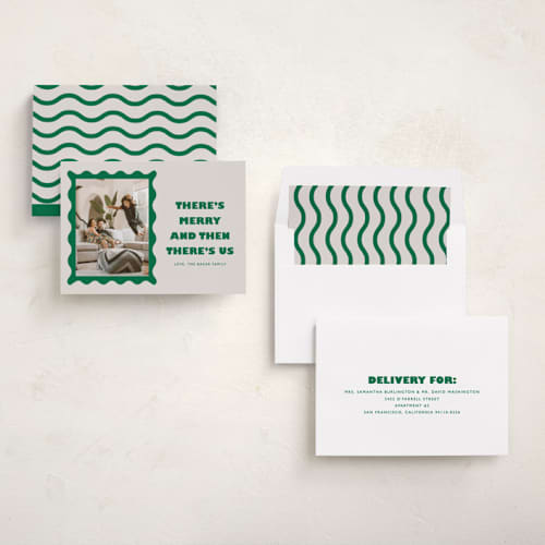 This is a pine holiday photo cards with standard by Anna Elder called and then us printing on recycled smooth signature in standard