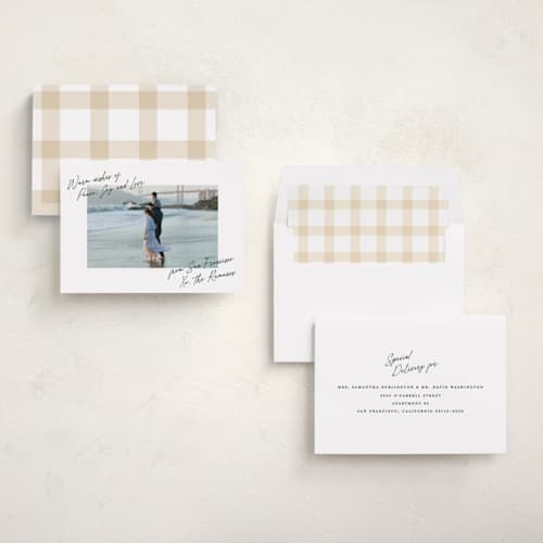 This is a vanilla holiday photo cards with standard by Creo Study called written it printing on recycled smooth signature in standard