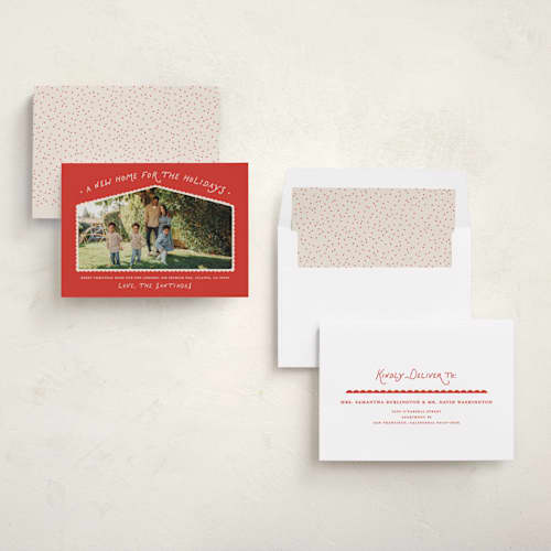 This is a candied apple holiday photo cards with standard by Erica Krystek called new holiday home printing on recycled smooth signature in standard