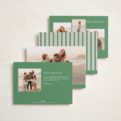 This is a forest holiday photo cards with standard by Sabrin Deirani called heritage pomegranate printing on recycled smooth signature in standard