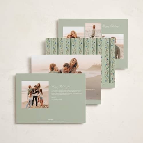 This is a pine holiday photo cards with standard by Amy Kross called verdant printing on recycled smooth signature in standard