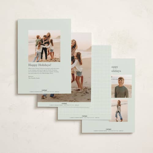 This is a holly berry holiday photo cards with standard by Alison Grace called sap green garland printing on recycled smooth signature in standard
