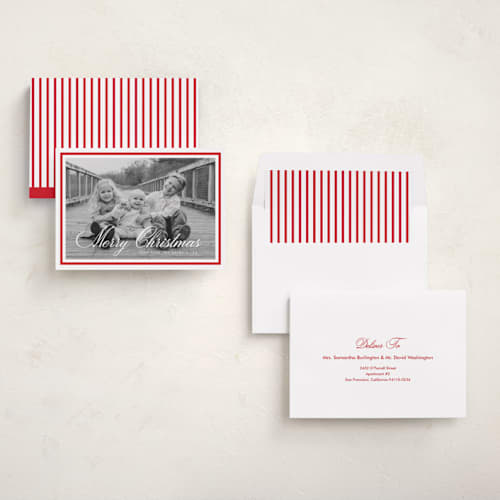 This is a berry holiday photo cards with standard by Kelly Schmidt called minimalist border printing on recycled smooth signature in standard