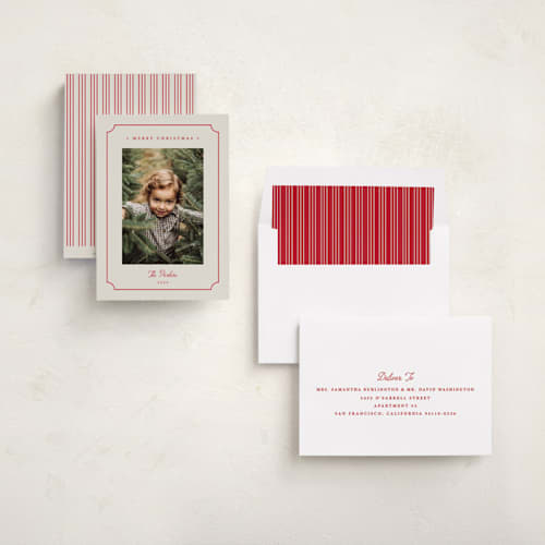 This is a berry holiday photo cards with standard by Stacey Meacham called simple cut out printing on recycled smooth signature in standard