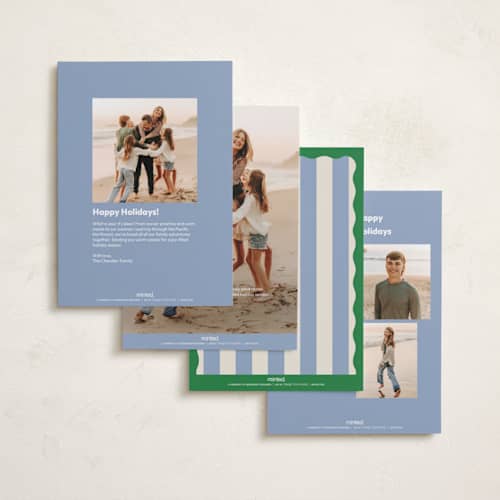 This is a snowflakes holiday photo cards with standard by Helena Vitto called color wave printing on recycled smooth signature in standard