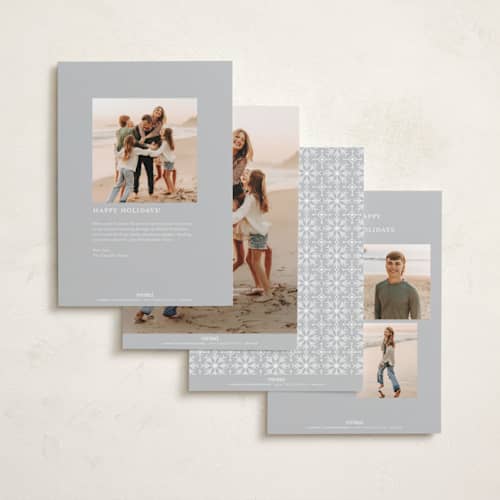 This is a snowfall holiday photo cards with standard by Melanie Kosuge called merry monoline printing on recycled smooth signature in standard