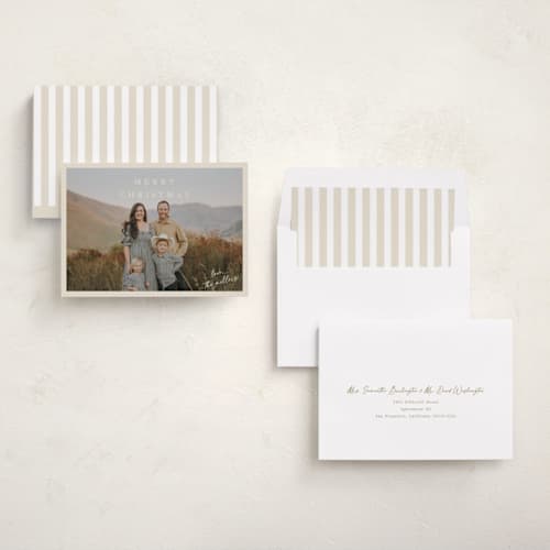 This is a vanilla holiday photo cards with standard by Kasia Labocki called homebound printing on recycled smooth signature in standard