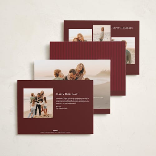 This is a wine holiday photo cards with standard by Celine Nguyen called snowy family printing on recycled smooth signature in standard