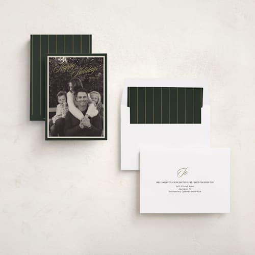 This is a moss holiday photo cards with standard by Ani Somi called classic portrait printing on recycled smooth signature in standard
